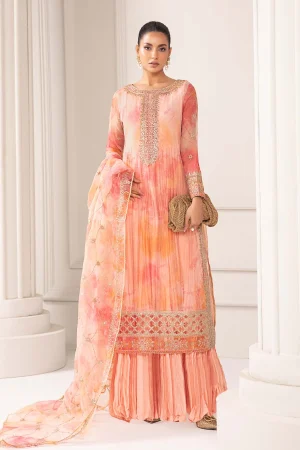 3 Piece Embroidered Organza Suit Sf ef24 20 Pink