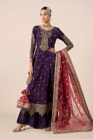 3 Piece Embroidered Raw Silk Suit SF EF25 02 By Maria B