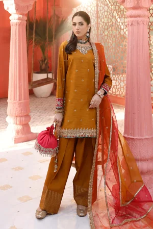 3 Piece Embroidered Raw Silk Suit SF EF25 61