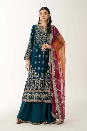 3 Piece Embroidered Velvet Suit SF W24 05 By Maria B