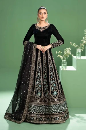 3 Piece Embroidered Velvet Suit SF W24 17 By Maria B
