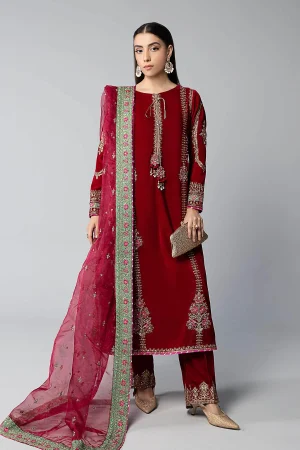 3 Piece Embroidered Velvet Suit SF W24 34 By Maria B