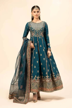 3 Piece Embroidered Raw Silk Suit SF W24 65 By Maria B