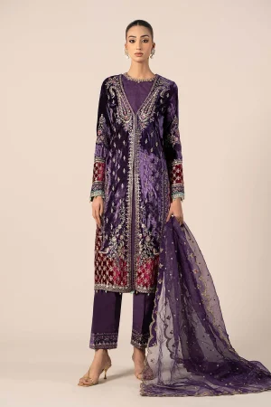 3 Piece Embroidered Velvet Suit SF W24 81 By Maria B