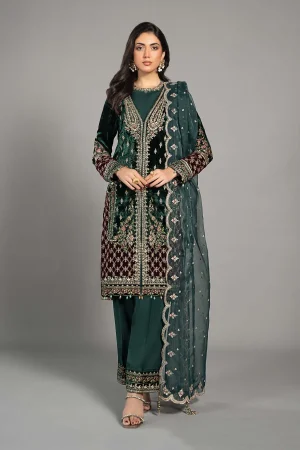 3 Piece Embroidered Velvet Suit SF W24 81 By Maria B