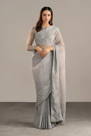 Embellished Organza Saree SF W25 11 By Maria B
