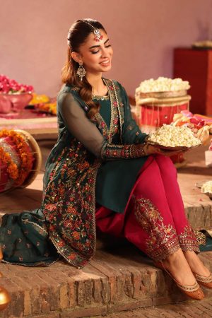 3 Piece Embroidered Organza Suit SF W25 56  By Maria B
