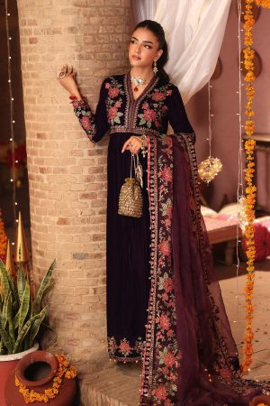 3 Piece Embroidered Velvet Suit SF W25 59 By Maria B